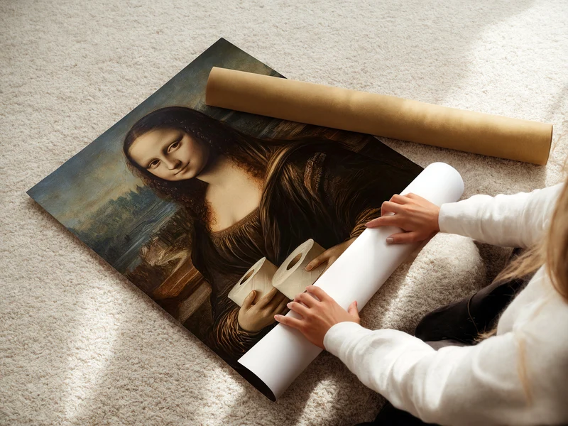 Mona Lisa Poster Toilette Deko Geschenk Hauskauf Klo Poster Badezimmer Print Kunst Wand Mona Lisa Klopapier Bild Badezimmer Poster Gäste WC