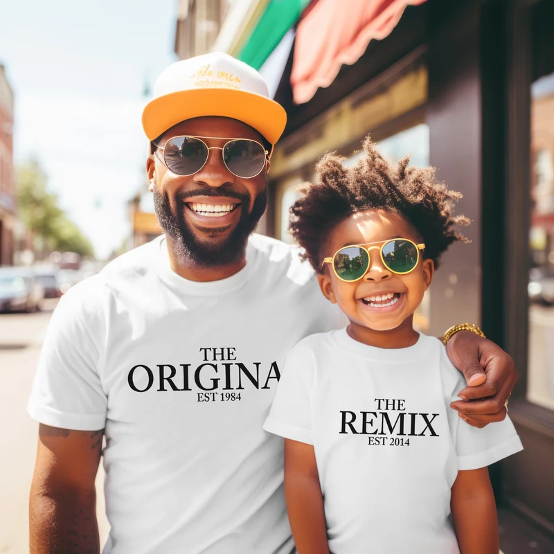 Personalisierte Geschenke Baby Vater Sohn Partnerlook Papa tshirt Mutter Tochter Outfit Geschenk Papa Valentinstag Original Remix Shirts