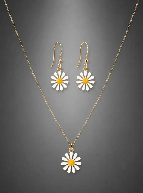 Blümchen Kette & Ohrring Schmuckset