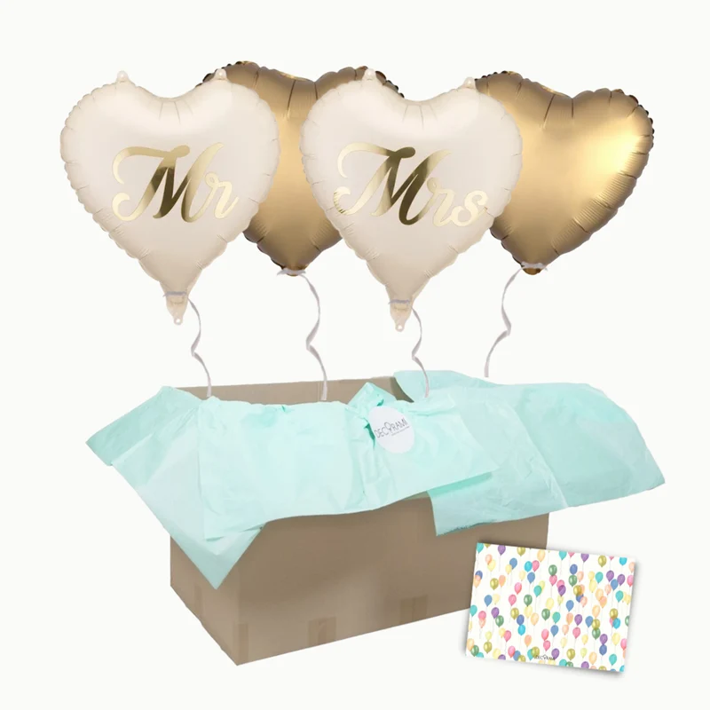 Heliumballon-Geschenk Hochzeit " Mr. & Mrs."