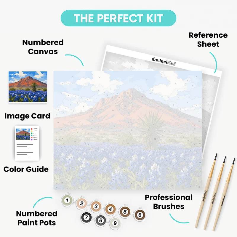 Bluebonnets at Cerro Castellan - Paint by Numbers Kit
