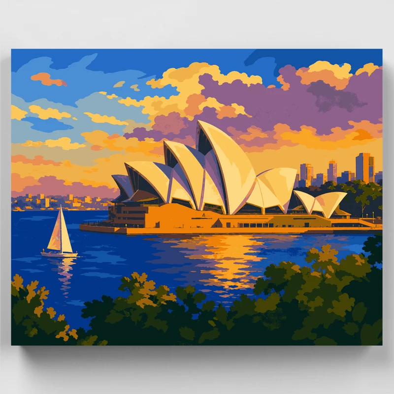 Golden Hour Opera House - Paint by Numbers Kit