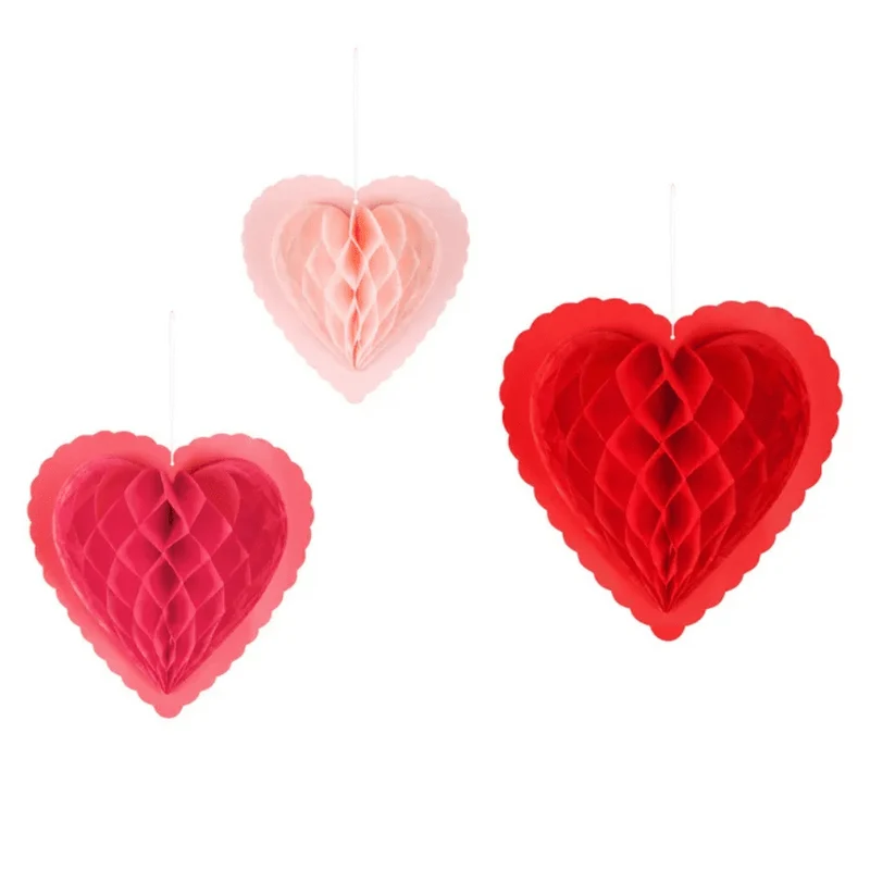Papierwaben-Ornament 3er-Set Herzen