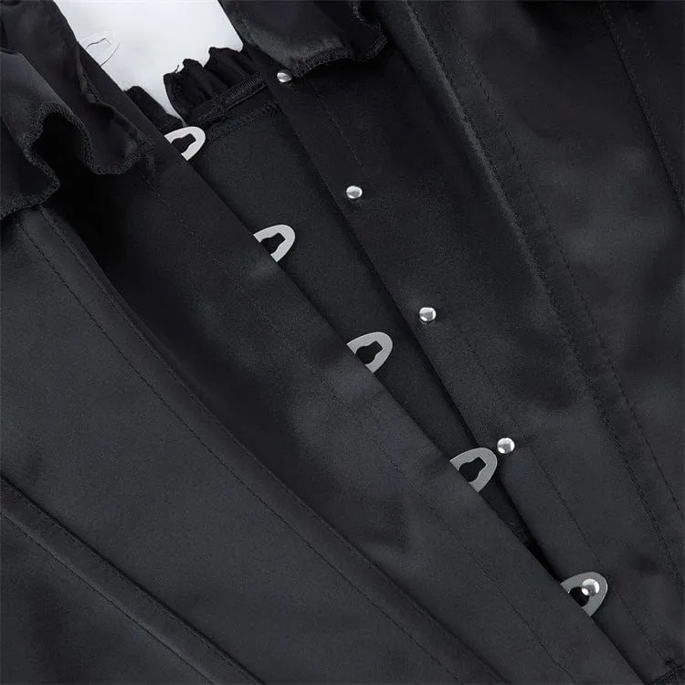Gothic-Schulterfreies, gerüschtes, geschnürtes Überbrustkorsett für Damen