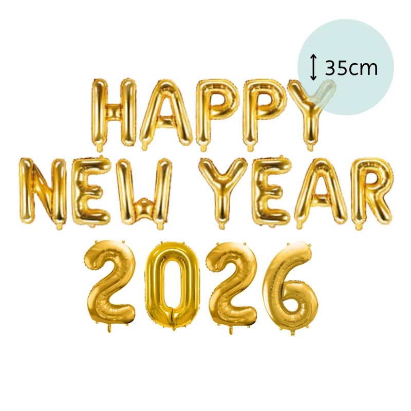 Ballonschriftzug "Happy New Year 2026" Gold