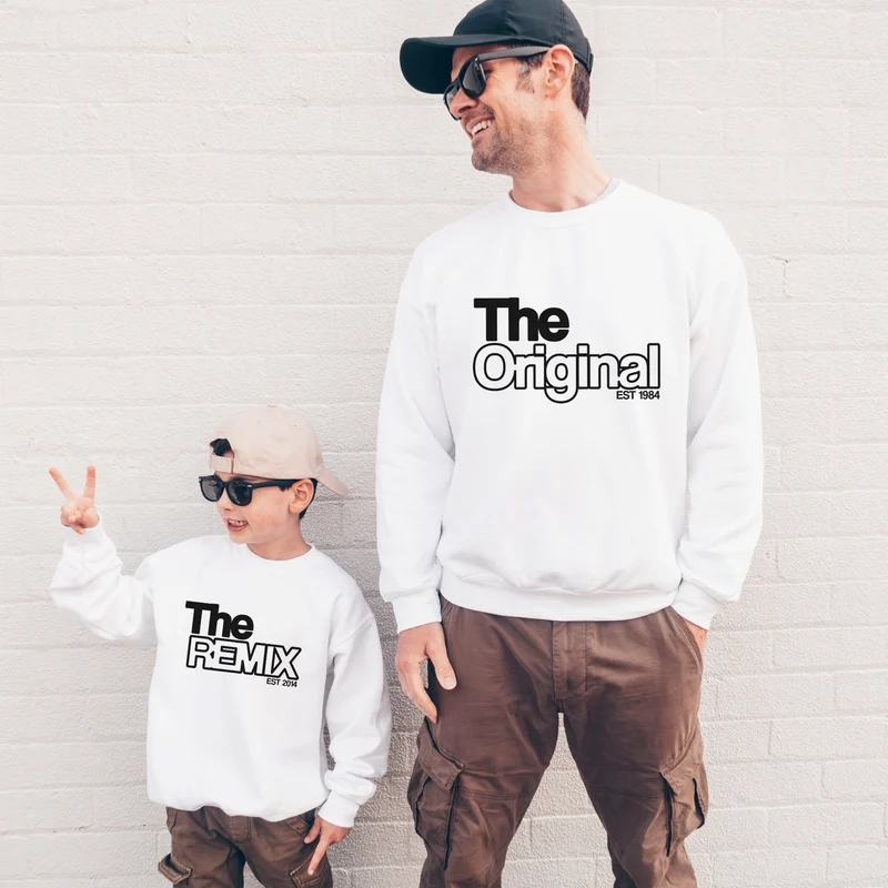 Original Remix Pullover Vater Sohn Partnerlook Mama Tochter Sweatshirts Outfit Vater Sohn Weihnachten Geschenk Vatertag Pullover Unisex