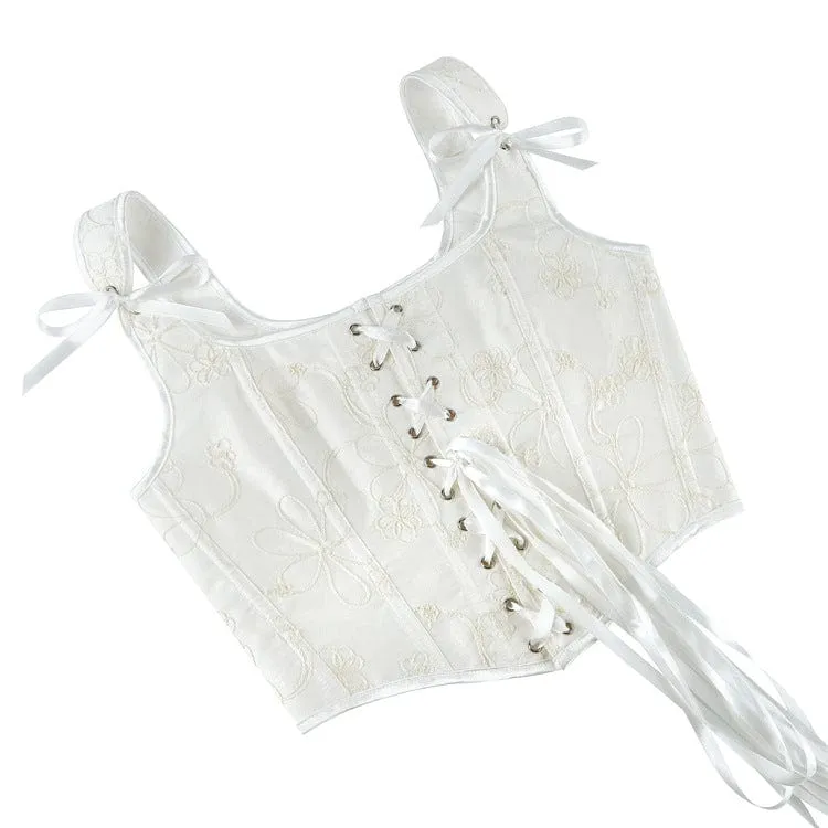 Gothic Jacquard Überbrustkorsett zum Schnüren für Damen