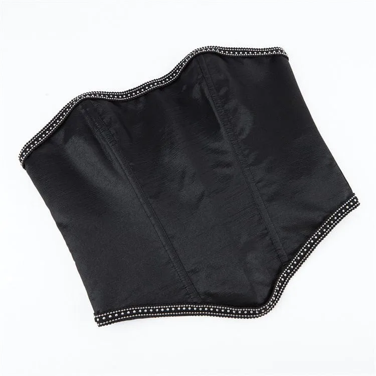 Gothic-Überbrustkorsett mit Kettenkante und Reißverschluss für Damen