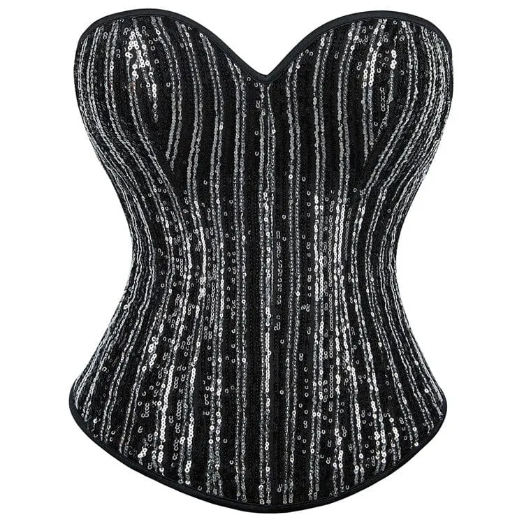 Gothic-Überbrustkorsett mit Pailletten und Schnürung für Damen