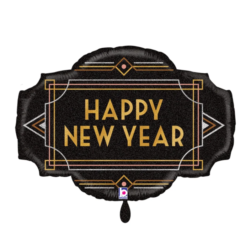 Folienballon XL "Happy New Year" Schwarz
