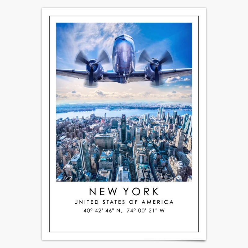 New York Poster Koordinaten Bild Wohnzimmer Poster Drucke Wohndeko Wanddeko Art Deco Kunst