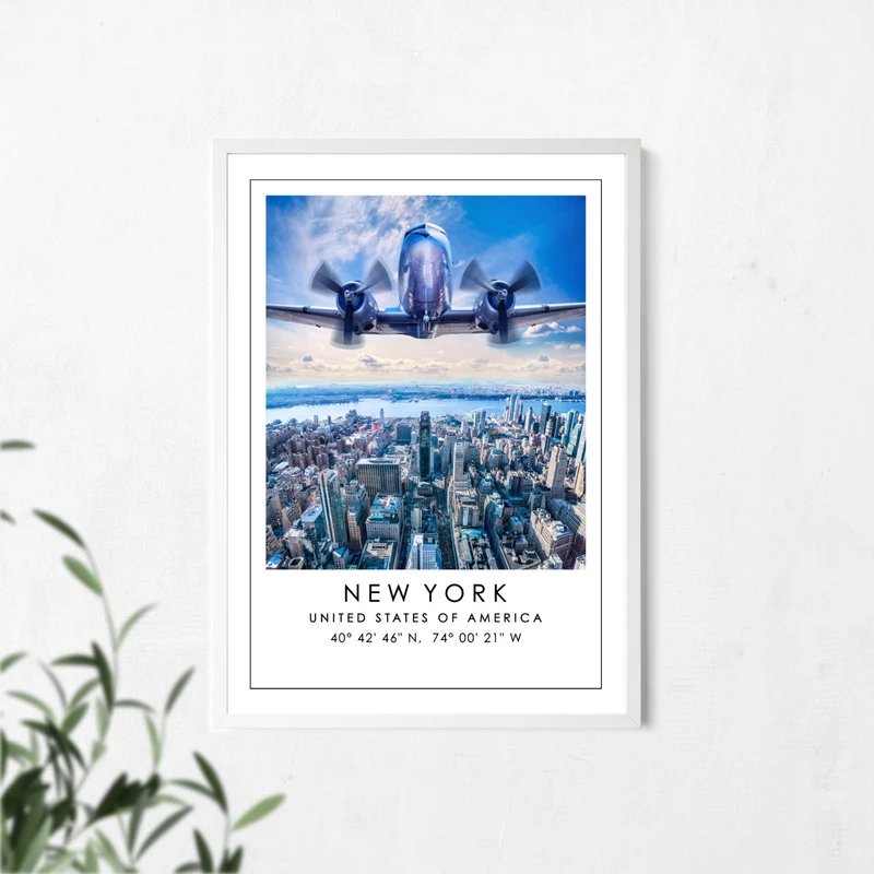 New York Poster Koordinaten Bild Wohnzimmer Poster Drucke Wohndeko Wanddeko Art Deco Kunst