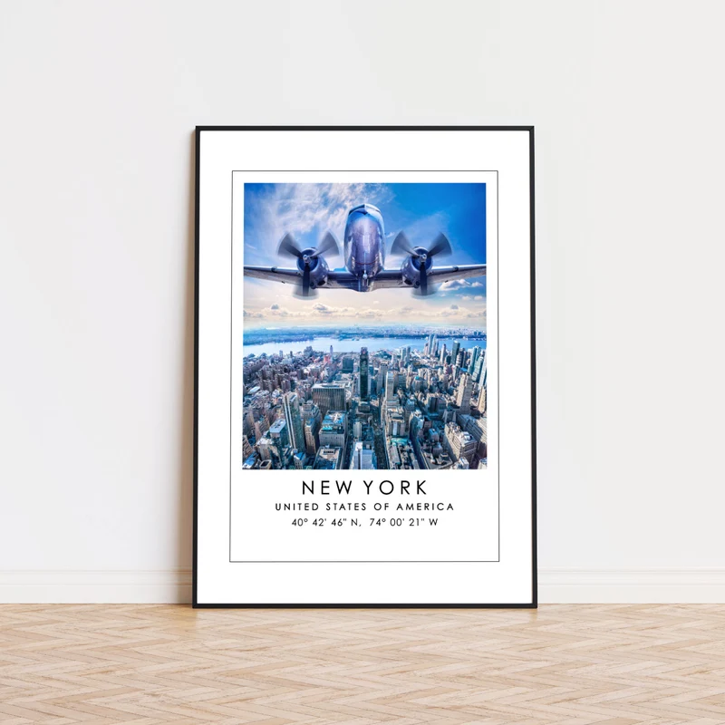 New York Poster Koordinaten Bild Wohnzimmer Poster Drucke Wohndeko Wanddeko Art Deco Kunst