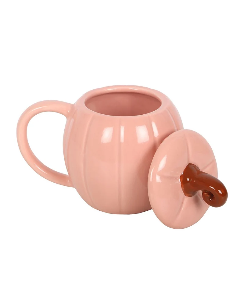 Kürbisbecher Rosa mit Deckel 14,5 cm