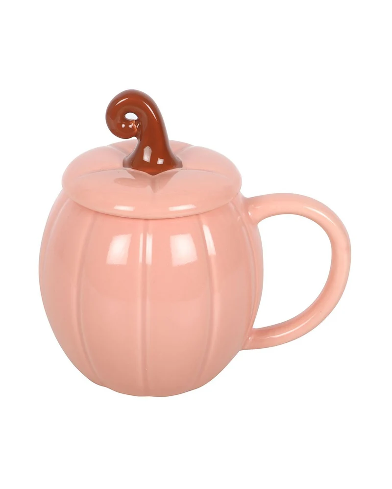 Kürbisbecher Rosa mit Deckel 14,5 cm