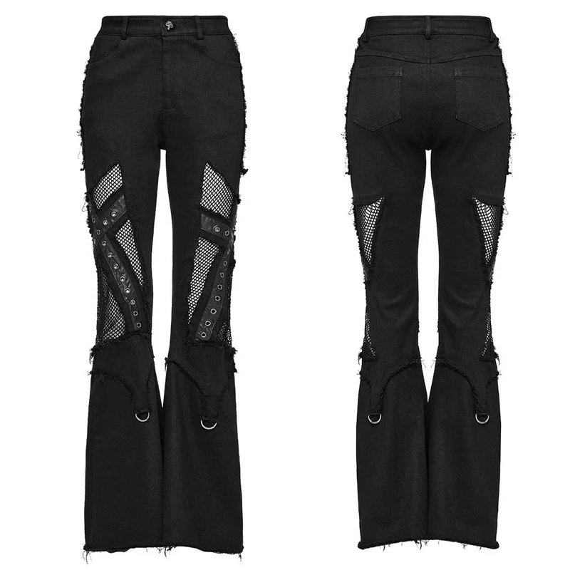 Punk-Mesh-Ösenring-Schlaghose für Damen