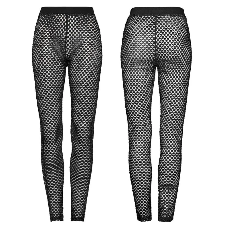 Punk-Batik-Mesh-Leggings für Damen in Schwarz