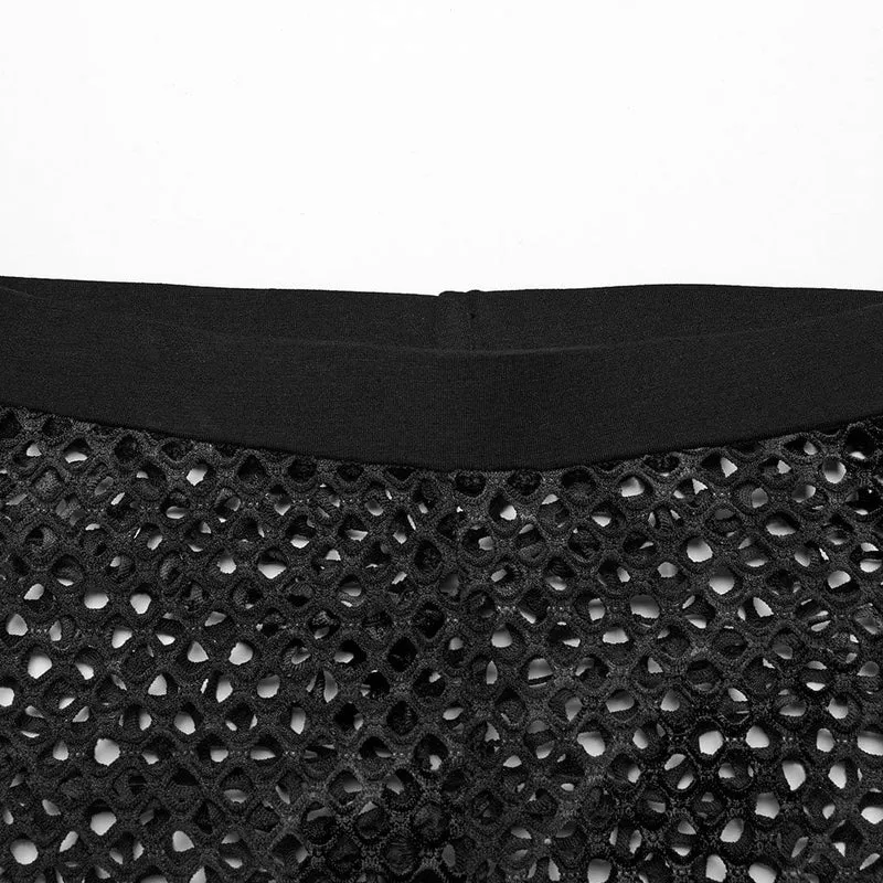 Punk-Batik-Mesh-Leggings für Damen in Schwarz