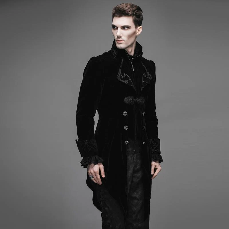 Gothic-Frack für Herren im Vintage-Stil mit Rüschenärmeln