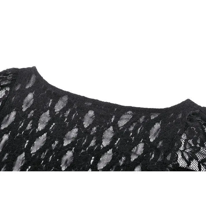 Gothic-Langarmhemd mit Schnürung aus Spitze für Damen