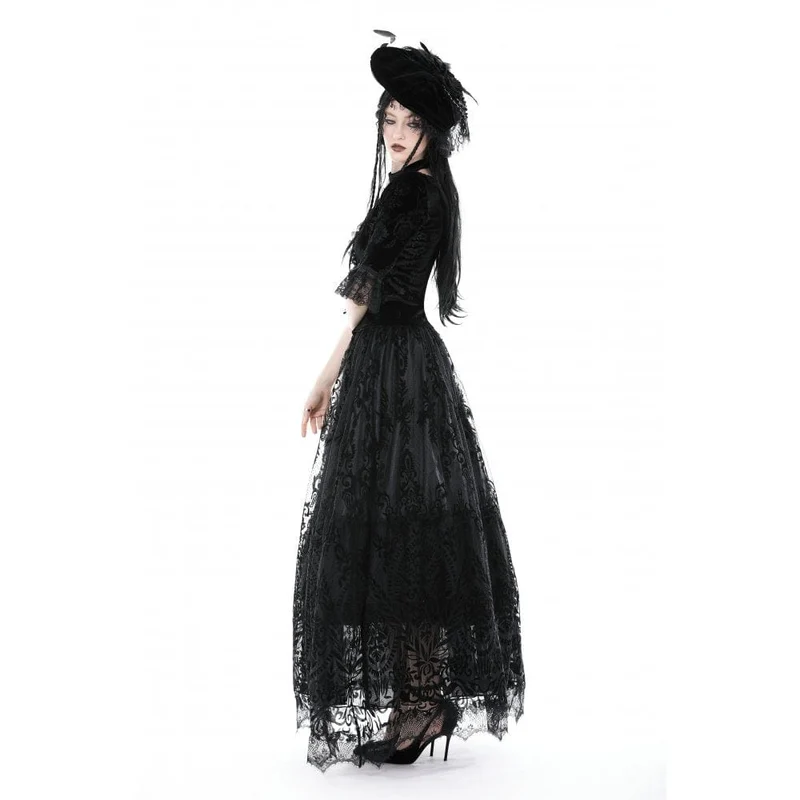 Damen-Gothic-Rock mit unregelmäßiger Beflockung und Mesh-Gewürz