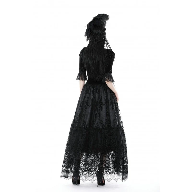 Damen-Gothic-Rock mit unregelmäßiger Beflockung und Mesh-Gewürz