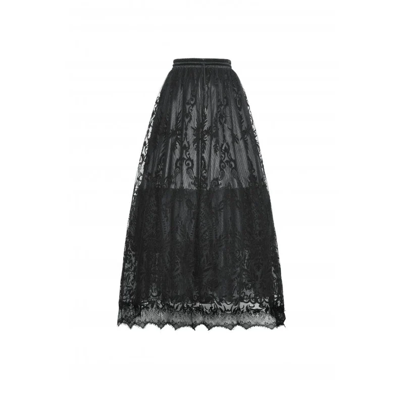 Damen-Gothic-Rock mit unregelmäßiger Beflockung und Mesh-Gewürz