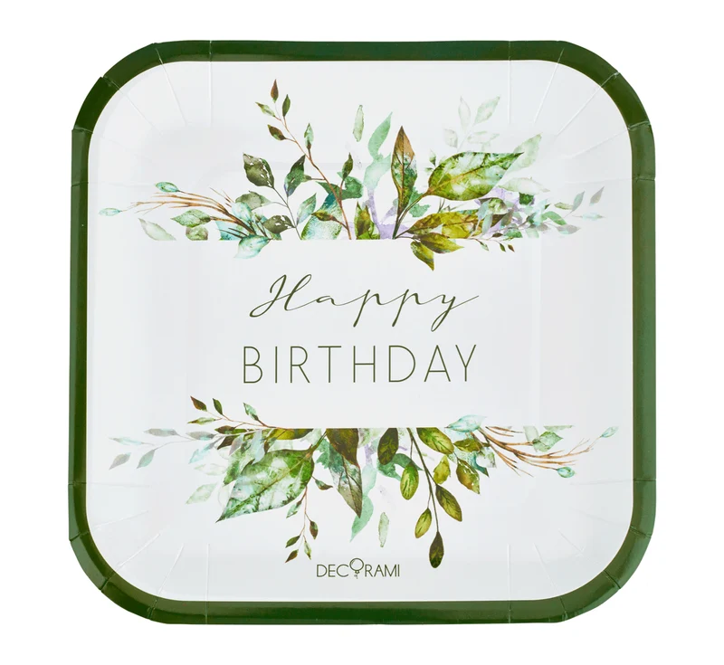 Pappteller "Happy Birthday" Botanical 6 Stk.