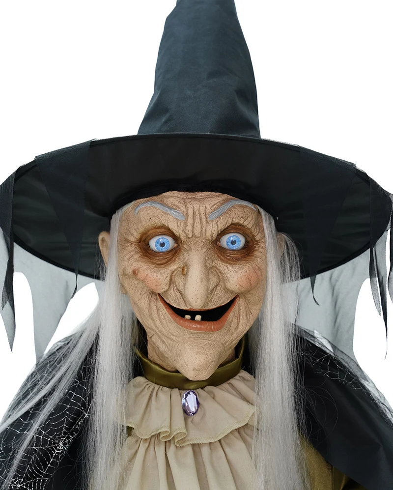 Madame Morbella Hexe mit Kristallkugel Halloween Animatronic 182cm