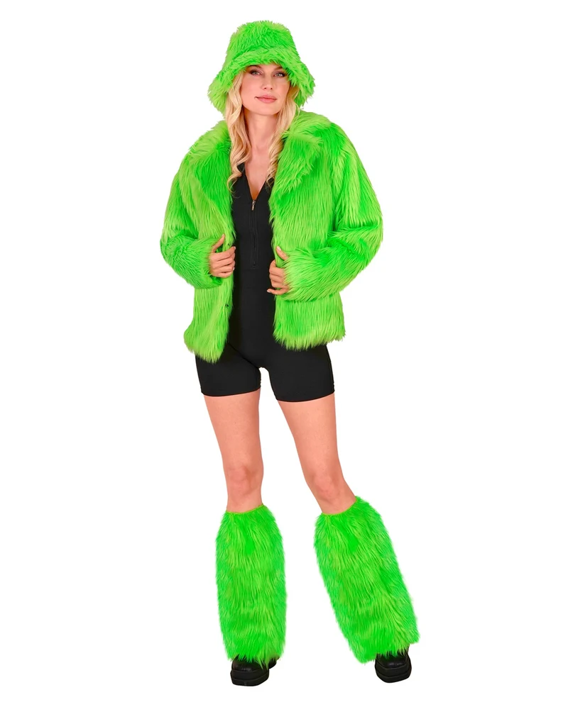 Neon Grüne Kunstfell Beinstulpen