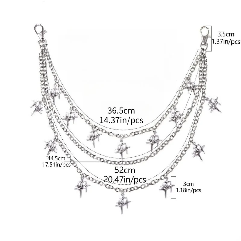 Unisex Punk Mehrlagige Sternenanhänger-Taillenkette