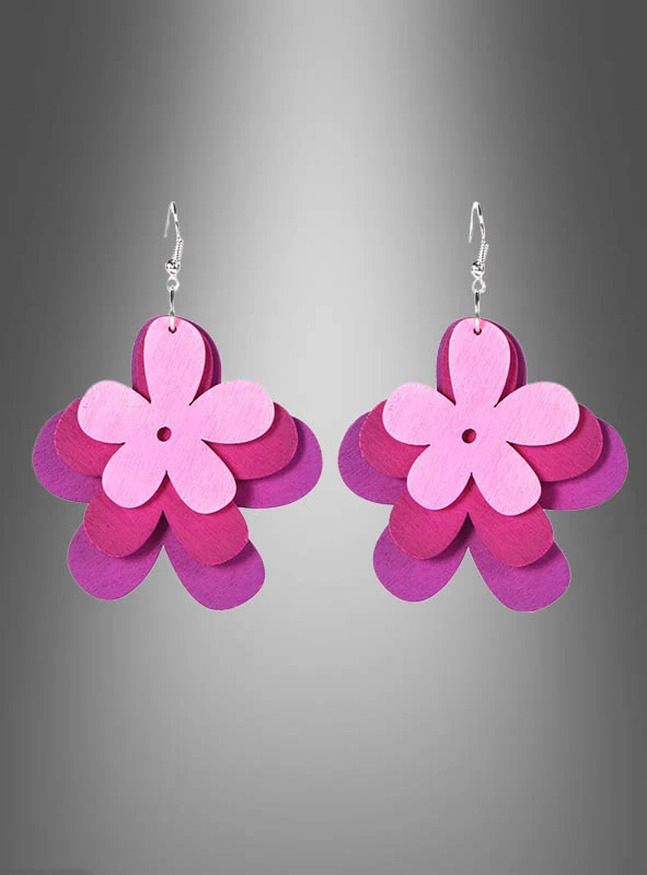 Flower Hippie Ohrringe Holzblumen