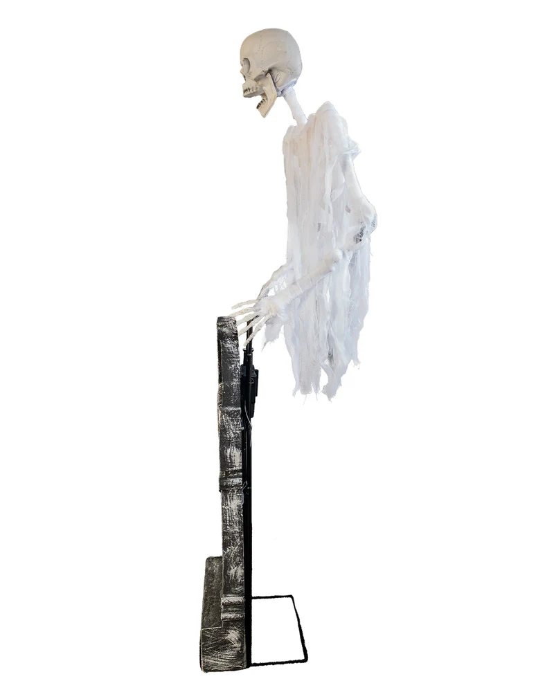 Schwebendes Geisterskelett & Grabstein mit Licht & Sound 175cm