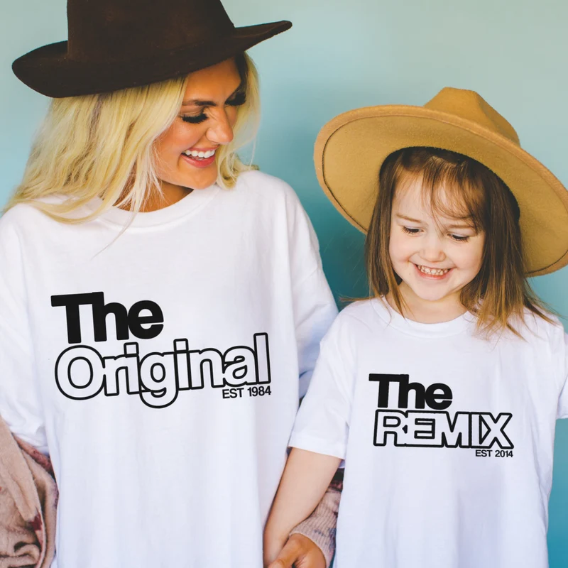 Original Remix Shirts Vater Sohn Partnerlook Mama Tochter Outfit Babybody bedruckt Vater Sohn Geschenk Vatertag Schwangerschaft Ankündigung