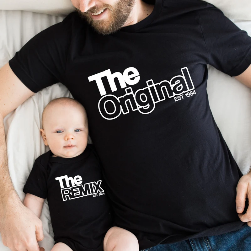 Original Remix Shirts Vater Sohn Partnerlook Mama Tochter Outfit Babybody bedruckt Vater Sohn Geschenk Vatertag Schwangerschaft Ankündigung