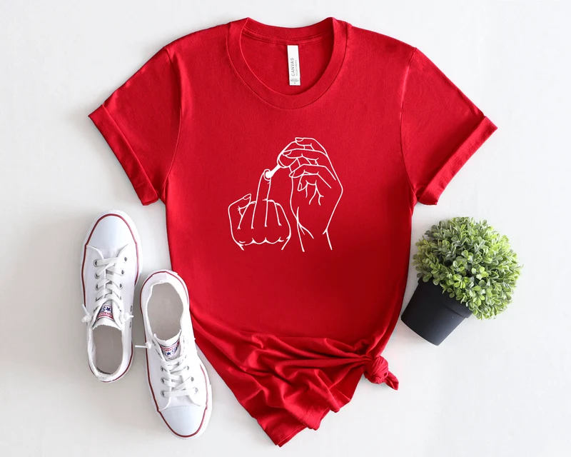 Feminist Shirt Feminismus T-Shirt Mittelfinger Nagellack Shirt Sommer tshirt Geschenk für Mädchen und beste Freundin Unisex Shirts