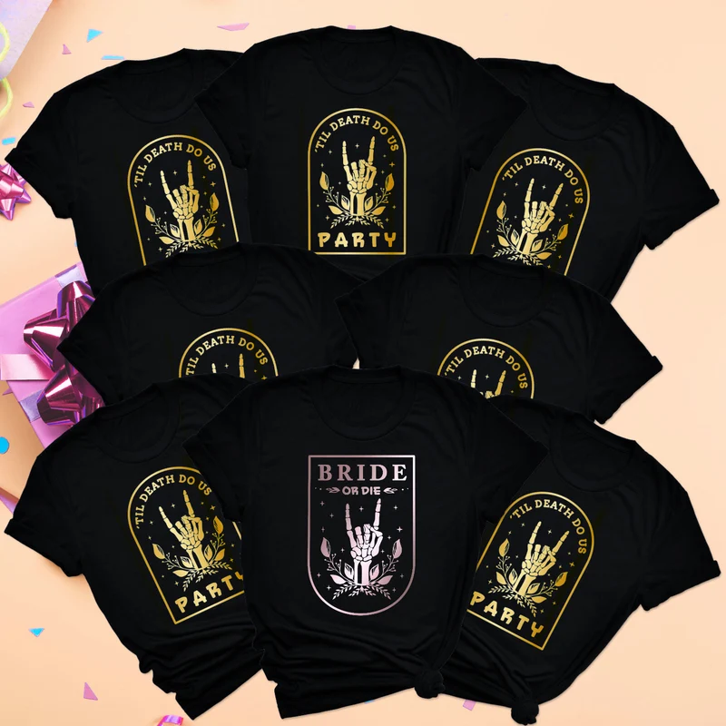 JGA TShirt Crew Till Death Do Us Party Jga Shirt Frauen Braut und Team Braut Shirts Unisex Junggesellinnenabschied Party Shirts Bride Or Die