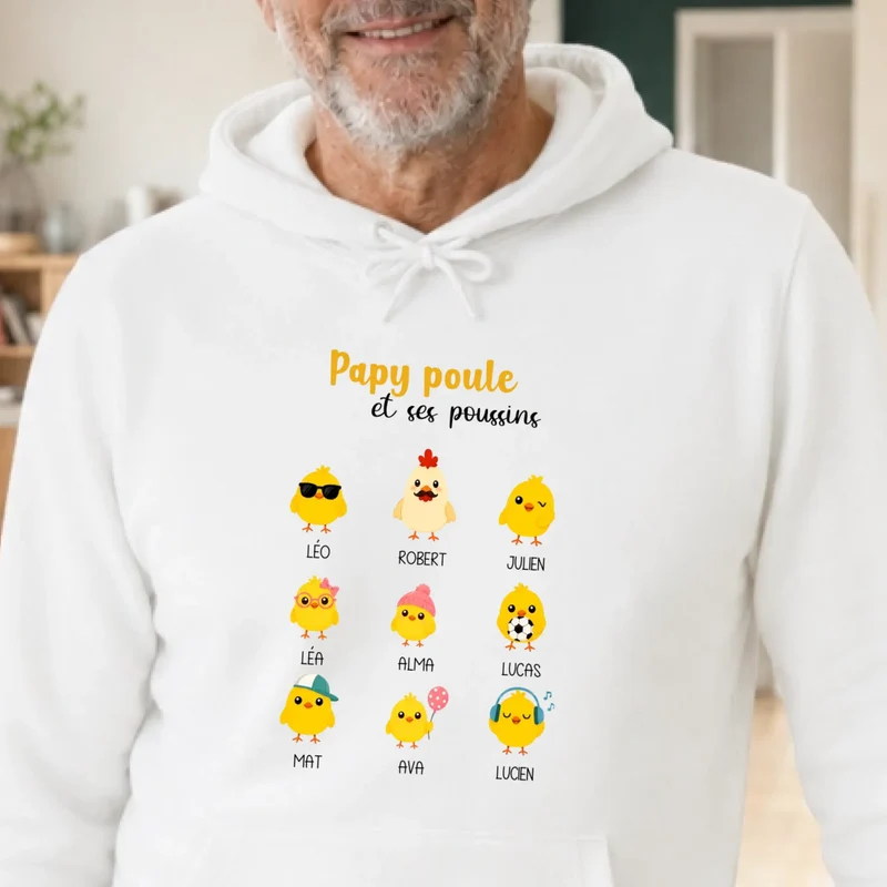 Sweat à capuche personnalisé papy - Papy poule