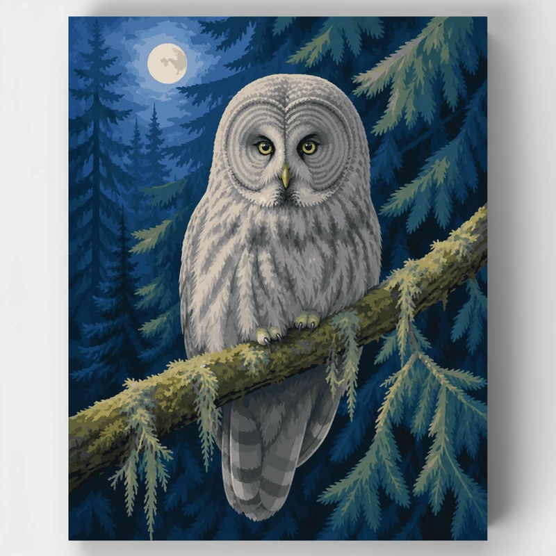 Moonlit Owl's Gaze - Paint by Numbers Kit