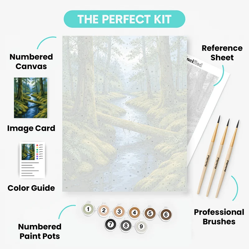 Fallen Log Forest Stream - Paint by Numbers Kit