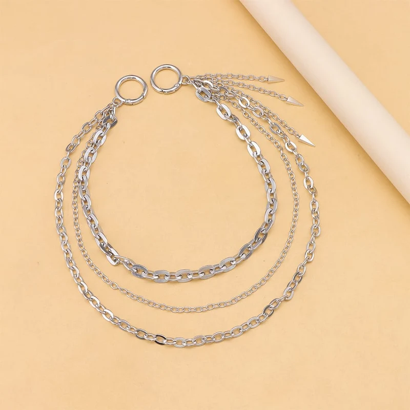 Unisex Punk Spike Anhänger Dreilagige Taillenkette