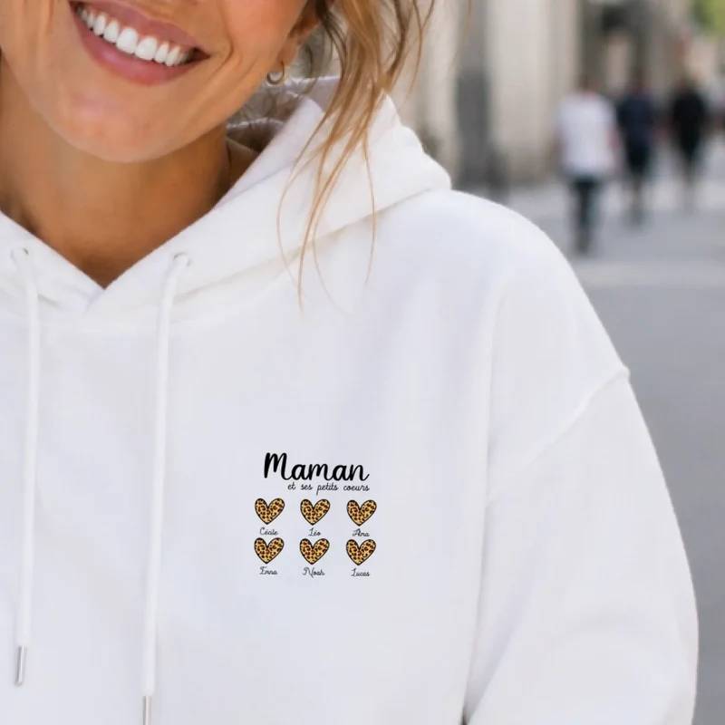 Sweat à capuche personnalisé fête des mères - Petits cœurs