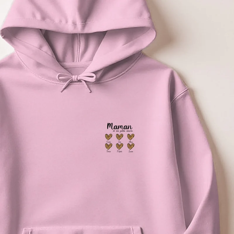 Sweat à capuche personnalisé fête des mères - Petits cœurs