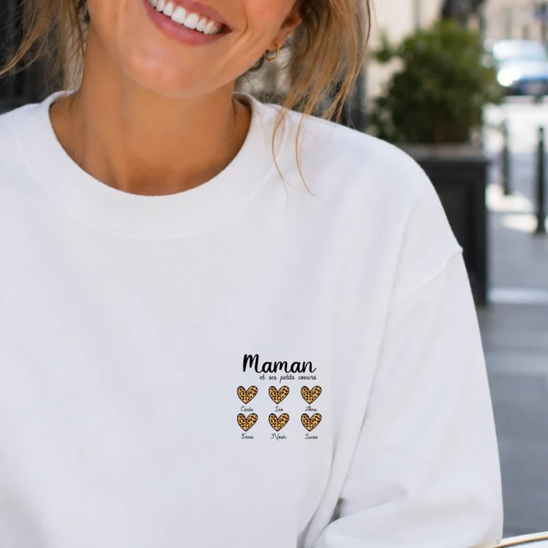 Sweat à capuche personnalisé fête des mères - Petits cœurs