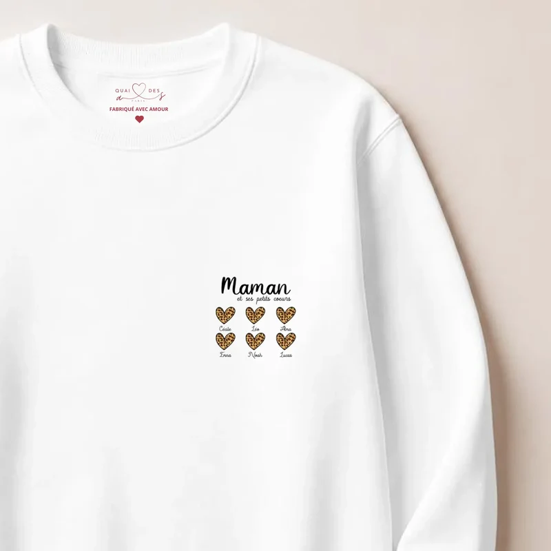 Sweat à capuche personnalisé fête des mères - Petits cœurs