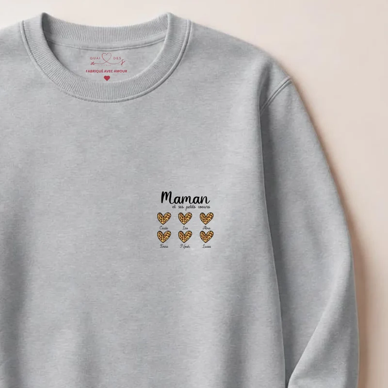 Sweat à capuche personnalisé fête des mères - Petits cœurs
