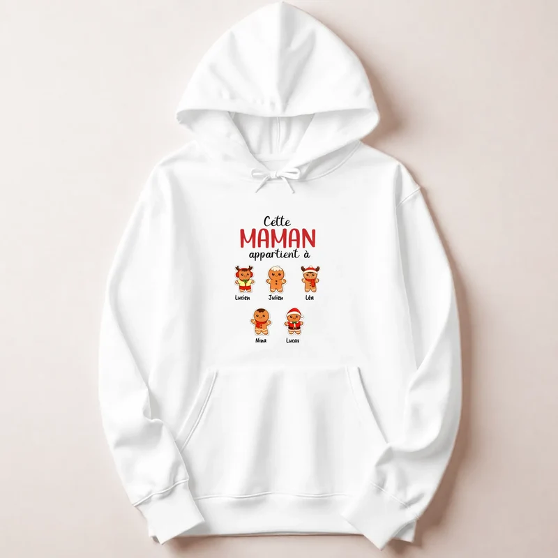 Sweat à capuche personnalisé maman - Noël en famille