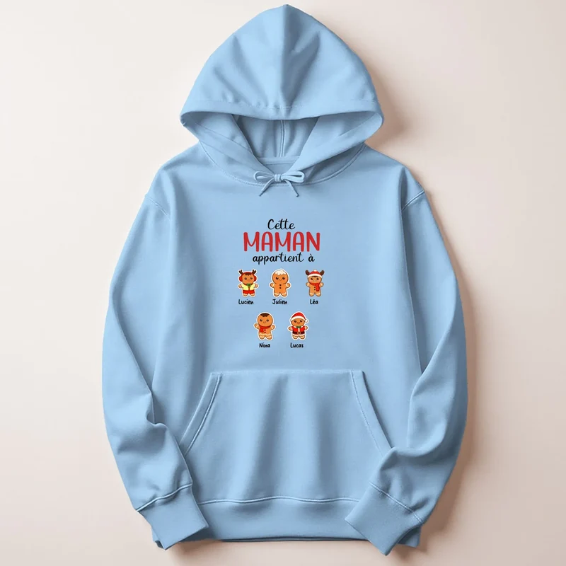 Sweat à capuche personnalisé maman - Noël en famille