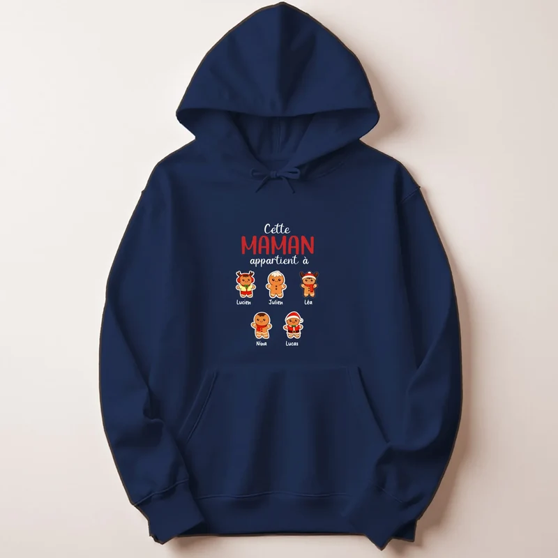 Sweat à capuche personnalisé maman - Noël en famille