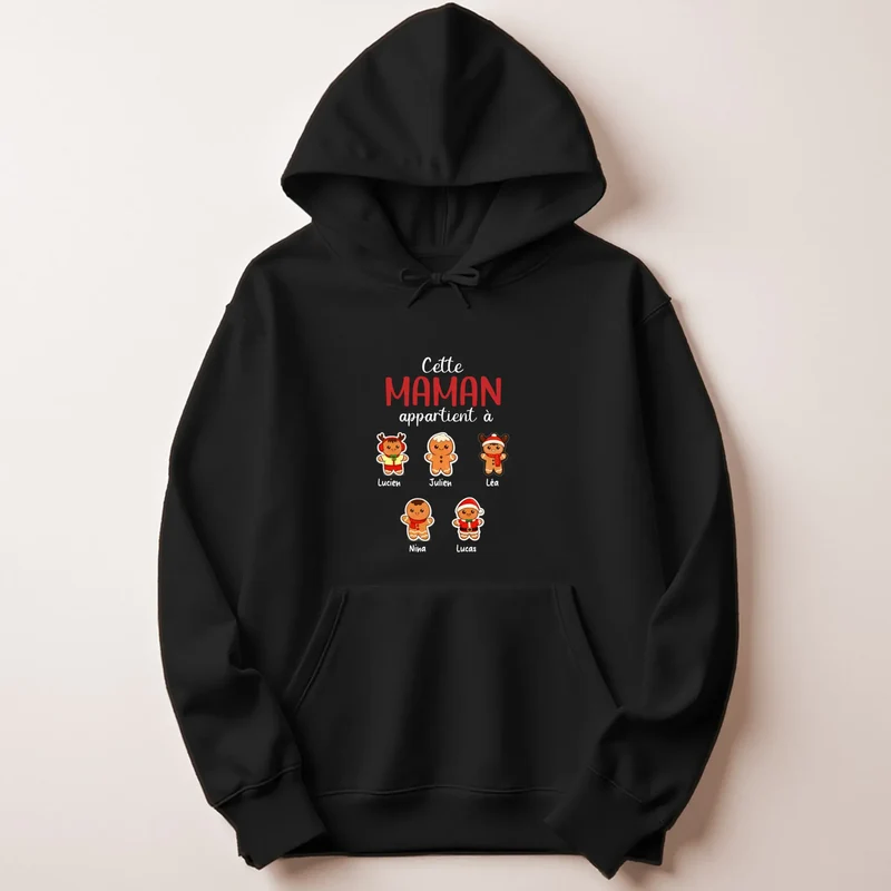 Sweat à capuche personnalisé maman - Noël en famille